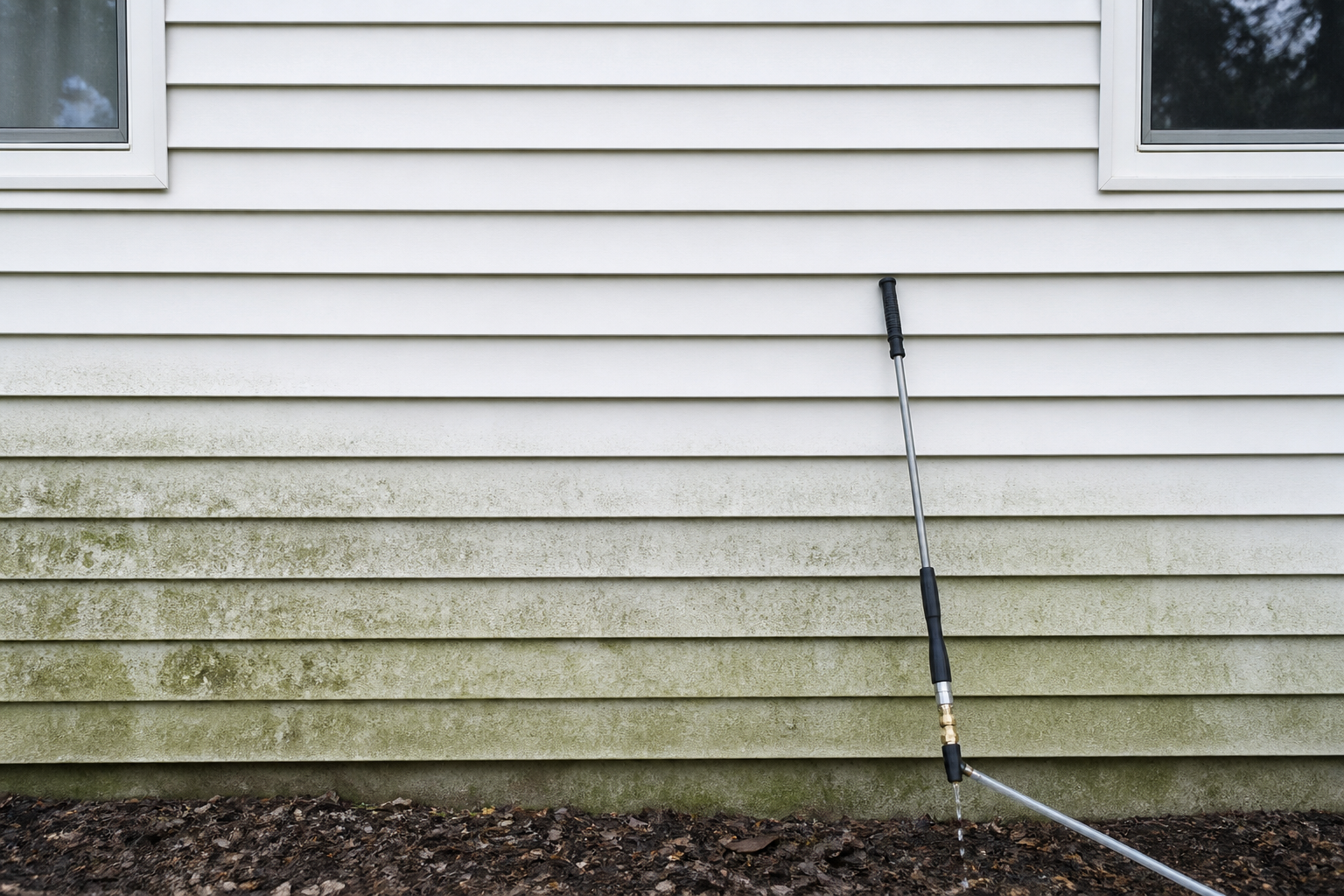 Soft washing vinyl siding