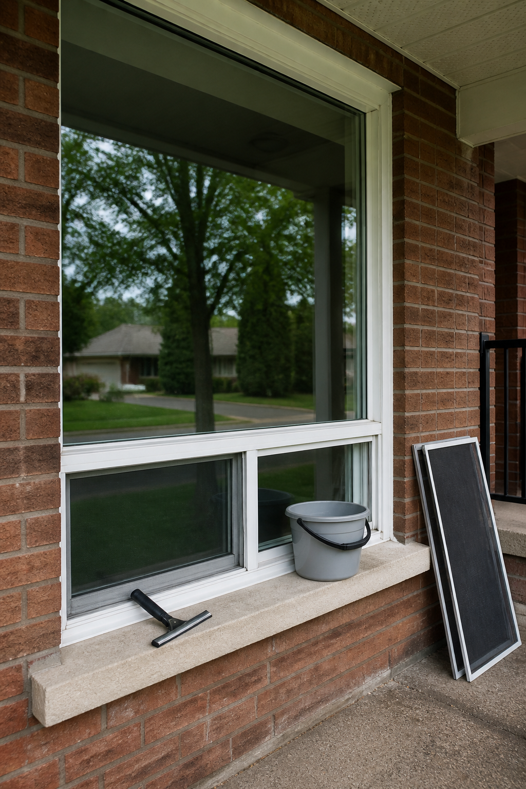 freshly cleaned ground-floor window